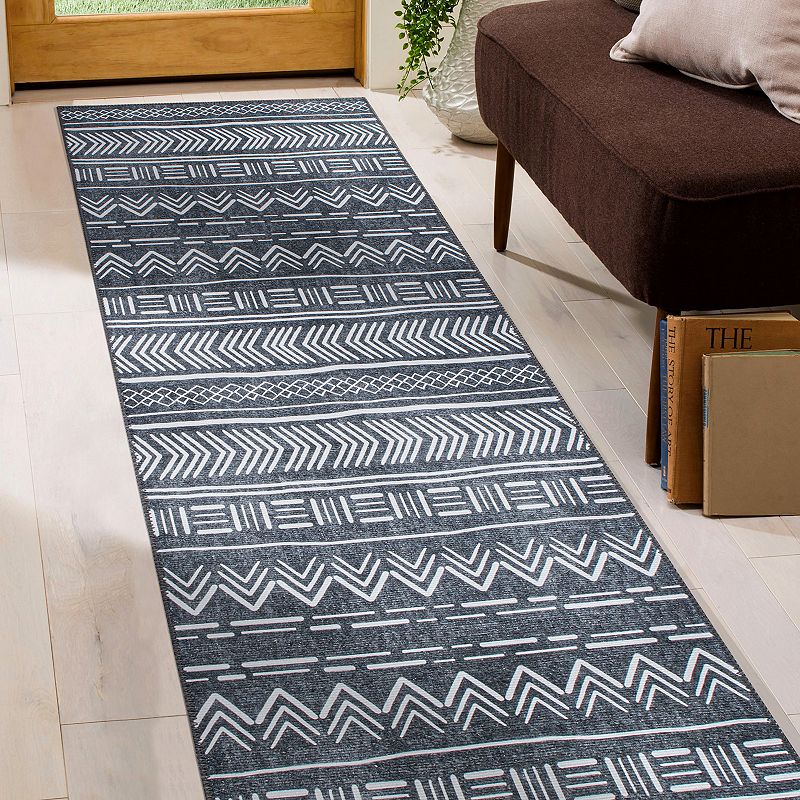 World Rug Gallery Contemporary Geometric Bohemian Machine Washable Area Rug