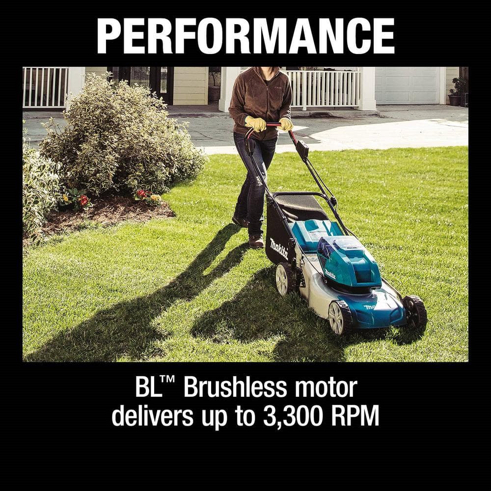 Makita 18 in. 18-Volt X2 (36-Volt) LXT Lithium-Ion Cordless Walk Behind Push Lawn Mower Kit with 4 Batteries (4.0 Ah) XML03CM1