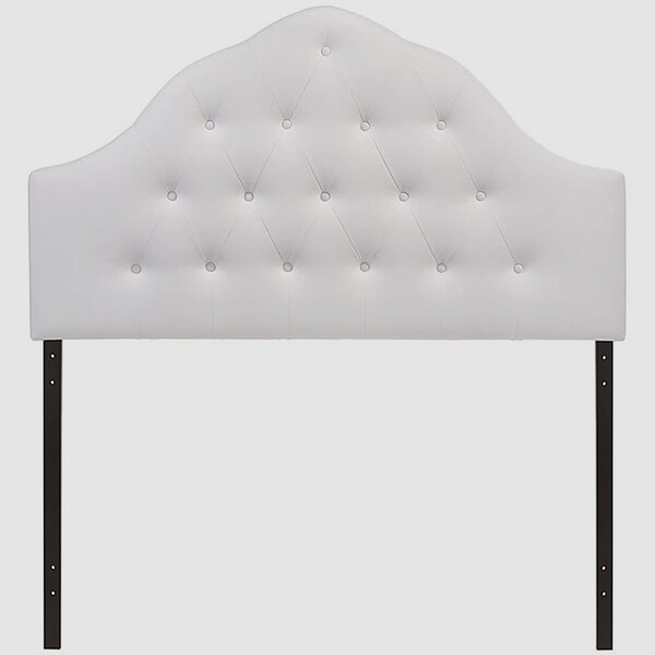 Brighton Full Size White Vinyl Upholstered Button Tufted Headboard - - 28355266