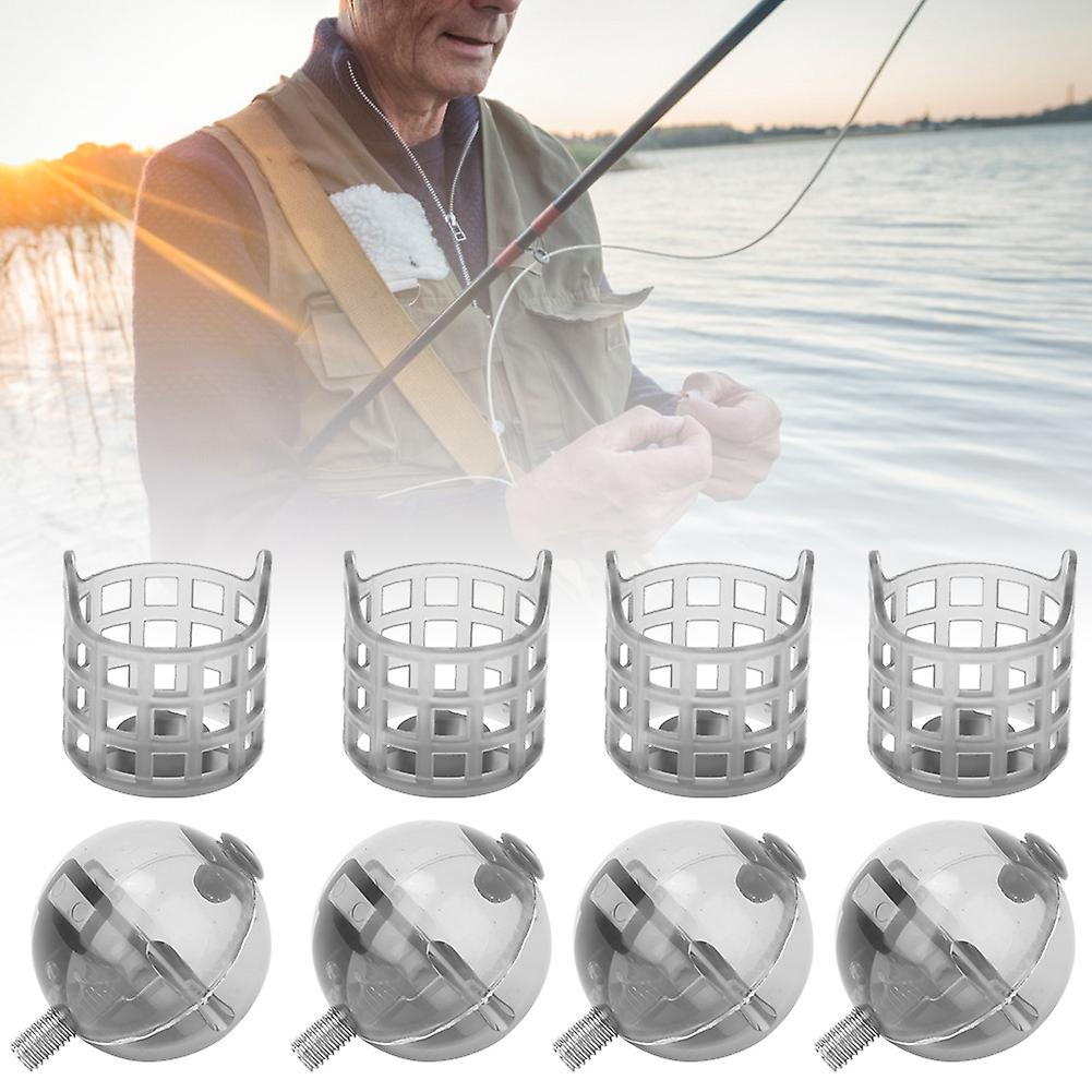 4pcs Pe Plastic Portable Fishing Feeder Lure Bait Cage Tackle Accessories With Weights