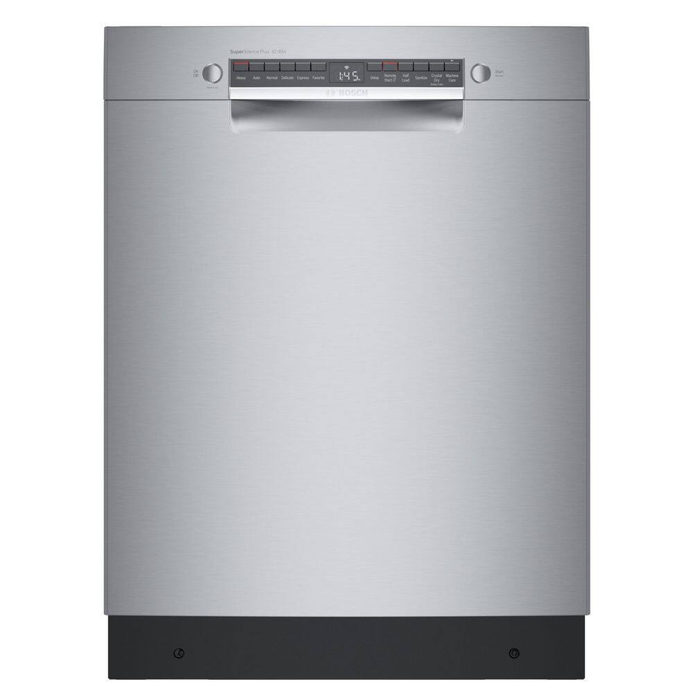 Bosch 800 Series 24 in ADA Compliant Front Control Tall Tub Dishwasher in Stainless Steel with Crystal Dry and 3rd Rack 42dBA SGE78B55UC