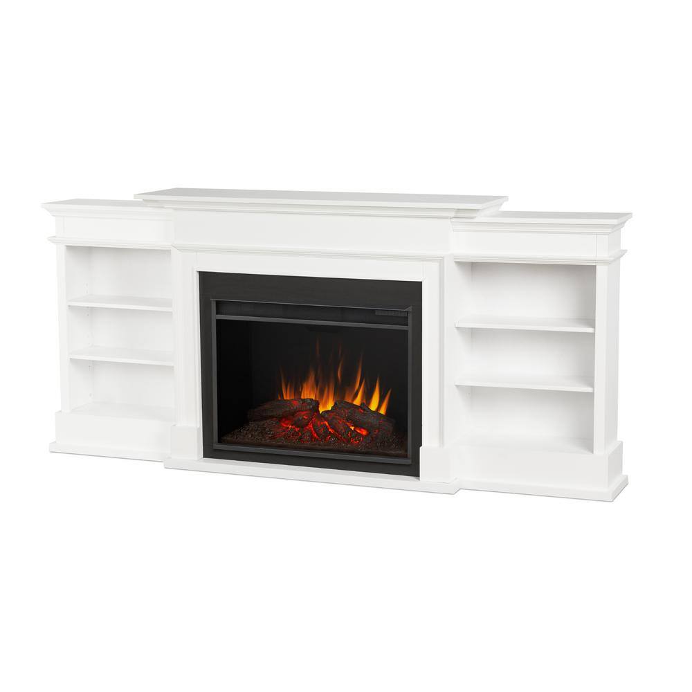 Real Flame Ashton Grand 92 in. Freestanding Electric Fireplace TV Stand in White 7190E-W