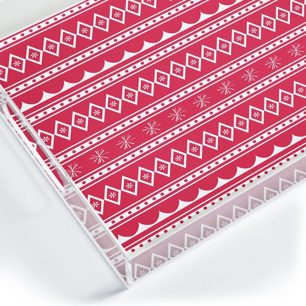 Craftbelly Retro Holiday Red Acrylic Tray Deny Designs