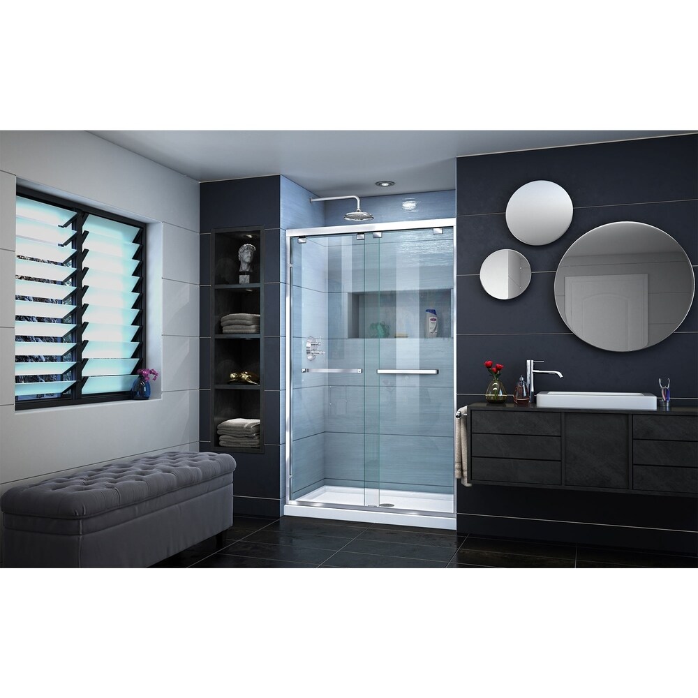 DreamLine Encore 32 in. D x 48 in. W x 78 3/4 in. H Bypass Sliding Shower Door and Shower Base Kit   32\