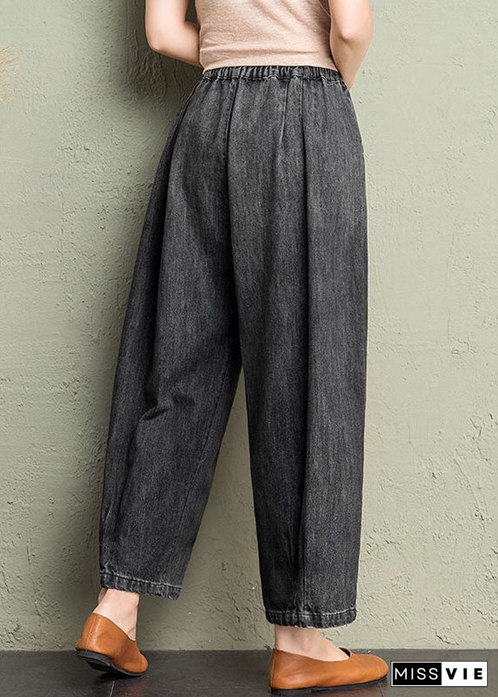 Classy Blue Pockets Loose Harem Fall Denim Pants