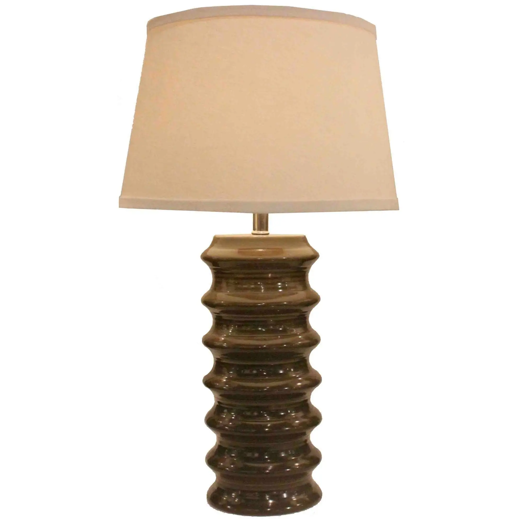 Fangio Lighting's #8111 DT 33 in. Ribbed Ceramic Table Lamp in Dark Taupe