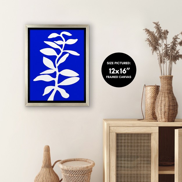 Americanflat Blue Stem By Louise Robinson Floating Canvas Frame Modern Wall Art Decor