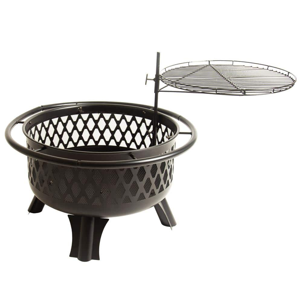 Hampton Bay Piedmont 30 in. Steel Fire Pit in Black with Poker OFW992RA