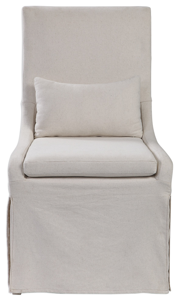 Coley White Linen Armless Chair   Transitional   Armchairs And Accent Chairs   by Ownax  Houzz