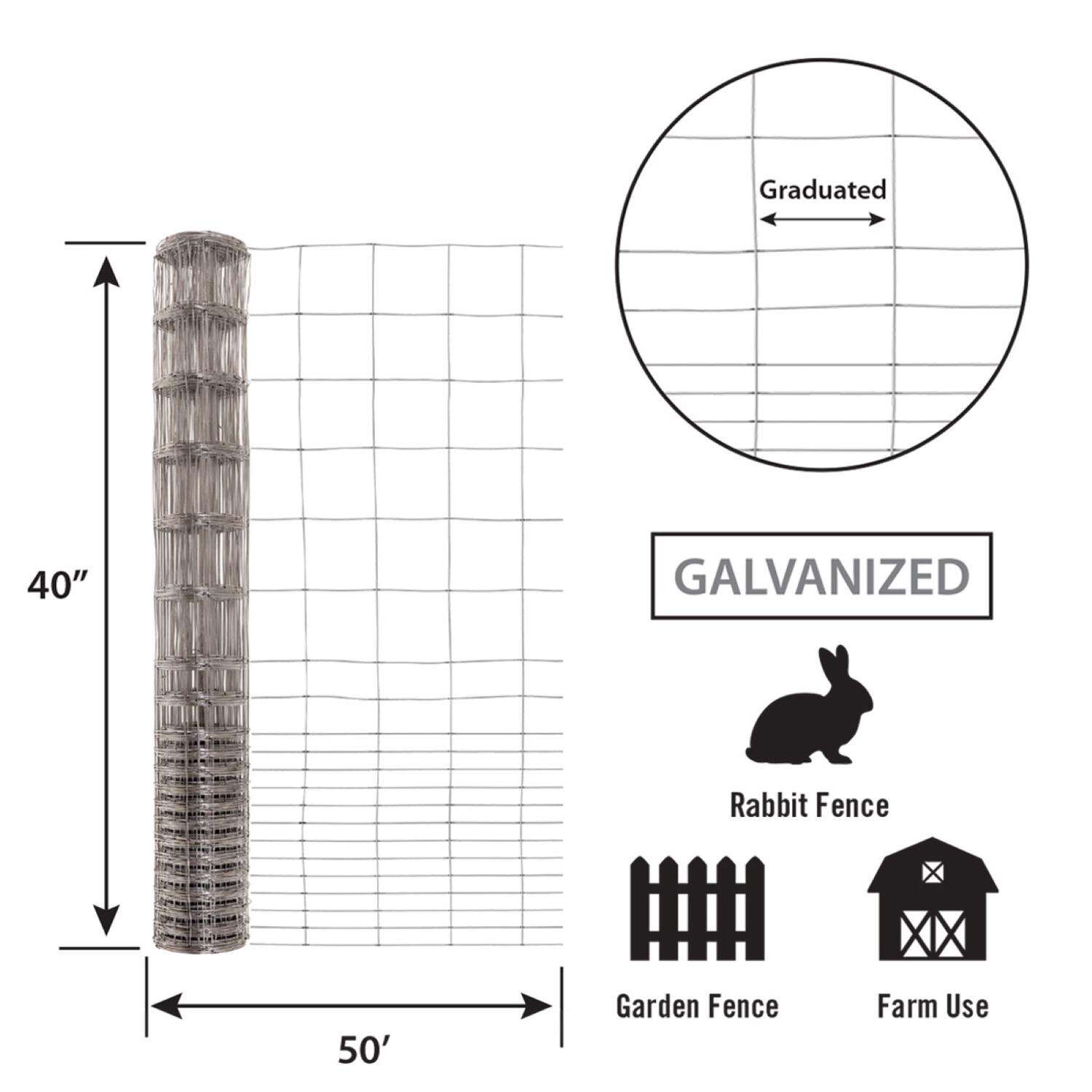 Garden Craft 40 in. H X 50 ft. L Galvanized Steel Welded Wire Fence