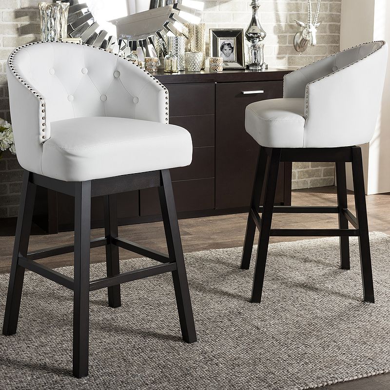 Baxton Studio Avril Faux-Leather Swivel Counter Stool 2-piece Set