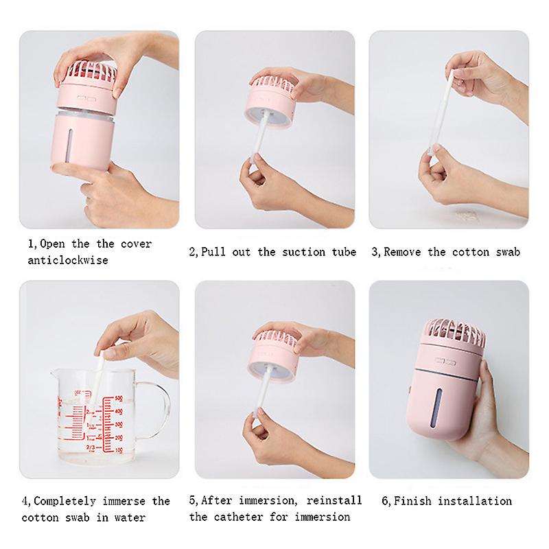 T9 Fan Humidifier Mini Air Purification Usb Charging Humidifying Fan Pink