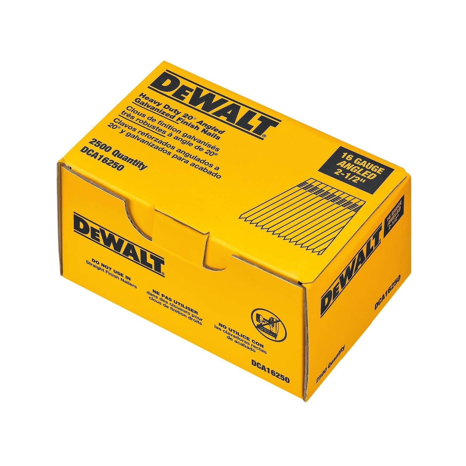 DW 2-1/2 in. 16 Ga. Angled Strip Coated Finish Nails 20 deg 2500 pk