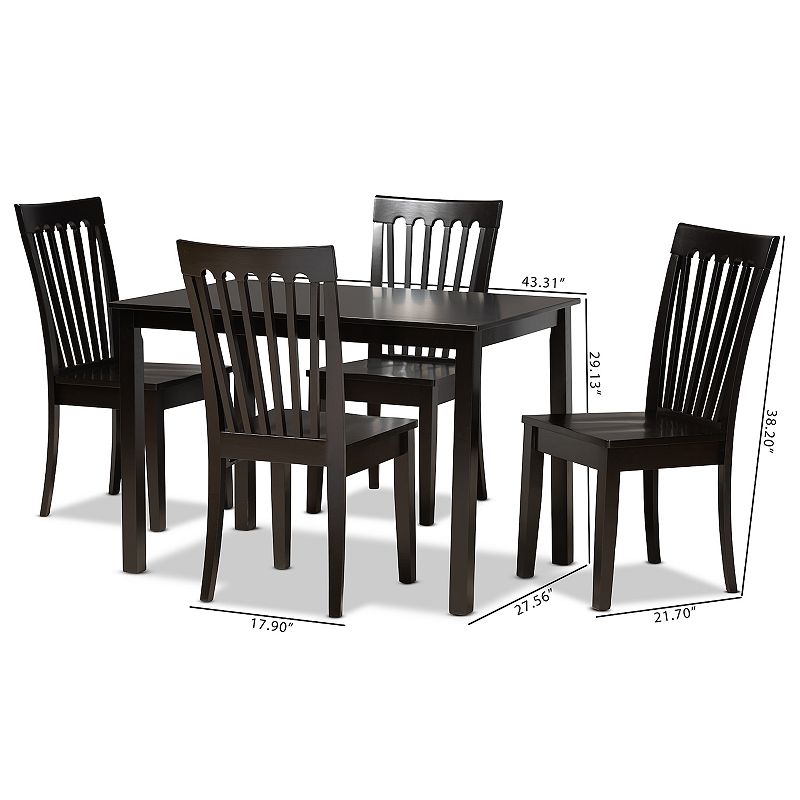 Baxton Studio Erion Dining Chair and Table 5-piece Set