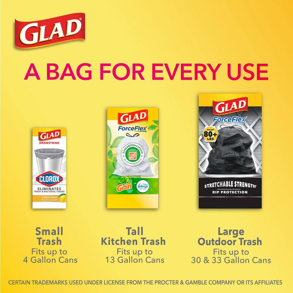 Glad ForceFlex 13 Gal. Tall Kitchen Drawstring Fresh Clean Scent with Febreze Freshness Trash Bags (110-Count) 1258722437