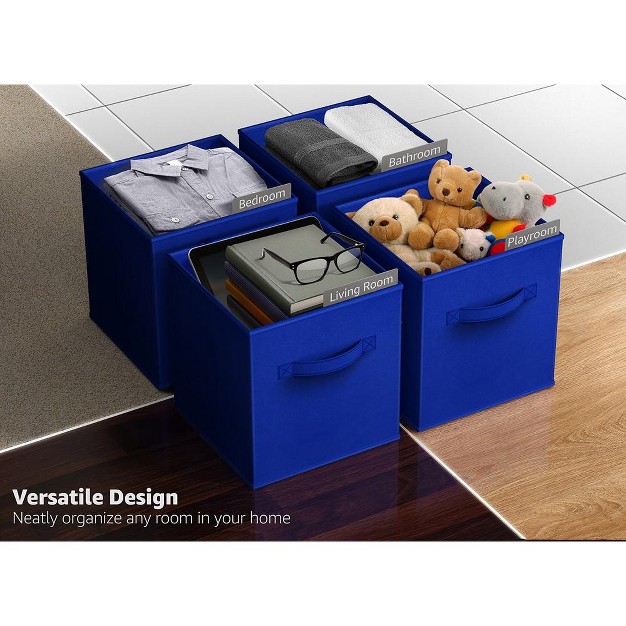 Sorbus 11 Inch 6 Pack Foldable Fabric Storage Cube Bins With Handles For Organizing Pantry Closet Shelf Nursery Playroom And More royal Blue