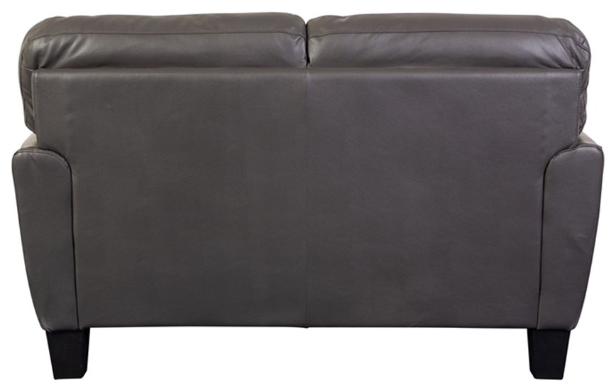 Penner Top Grain Leather Loveseat   Gray   Contemporary   Loveseats   by Homesquare  Houzz