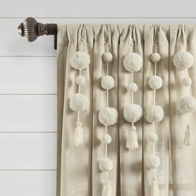 Boho Pom Pom Tassel Linen Window Curtain Panel Lush D cor