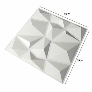 Art3d 19.7 in. x 19.7 in. White Decorative PVC 3D Wall Panels in Diamond Design (12-Pack) A10038