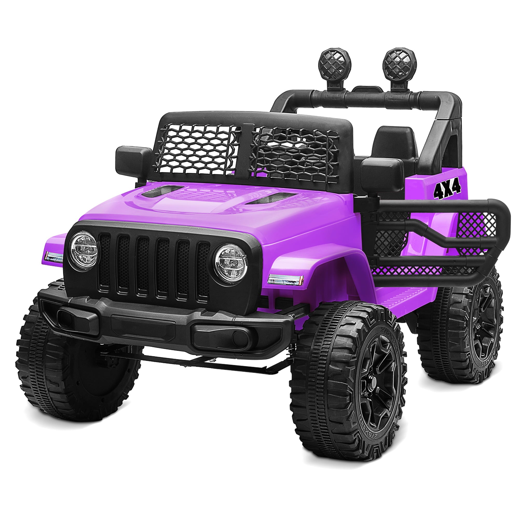 Kidzone 12V Battery Powered Electric Ride-on SUV Toy Vehicle for Boys & Girls, DIY License Plate, 4 Wheeler Quad Car, MP3, High Low Speeds, LED Lights, Bluetooth - Purple