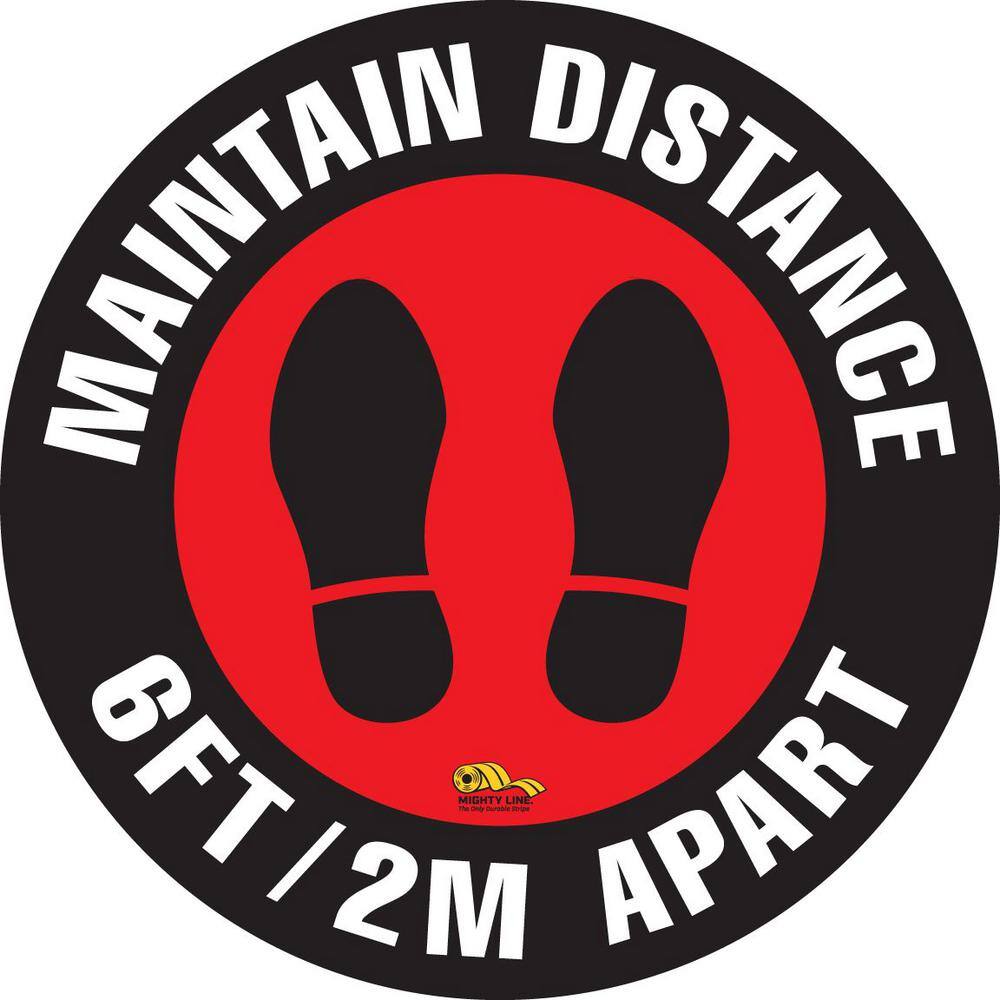 Mighty Line 16 in. Maintain Safe Distance Floor Sign MDist16