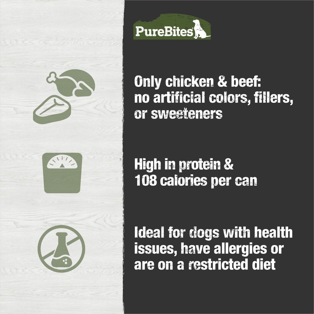 PureBites Dog Pates Chicken and Beef Food Topping， 2.5-oz can