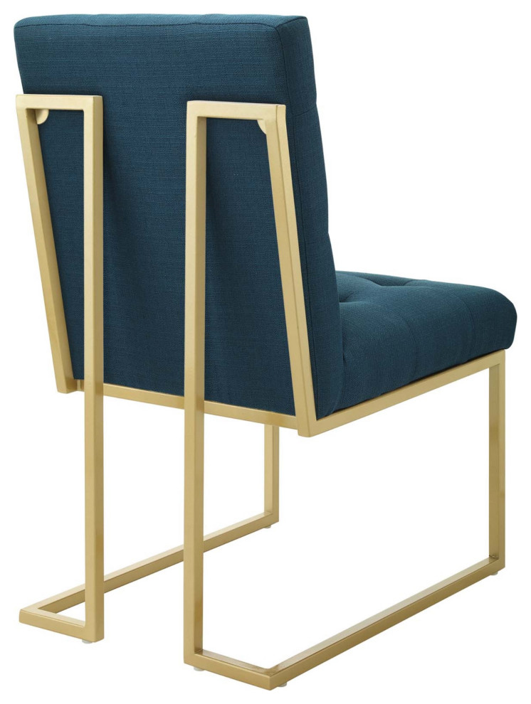 Gold Stainless Steel Upholstered Fabric Dining Accent Chair Set of 2 Gold Azure   Contemporary   Dining Chairs   by Kolibri Decor  Houzz