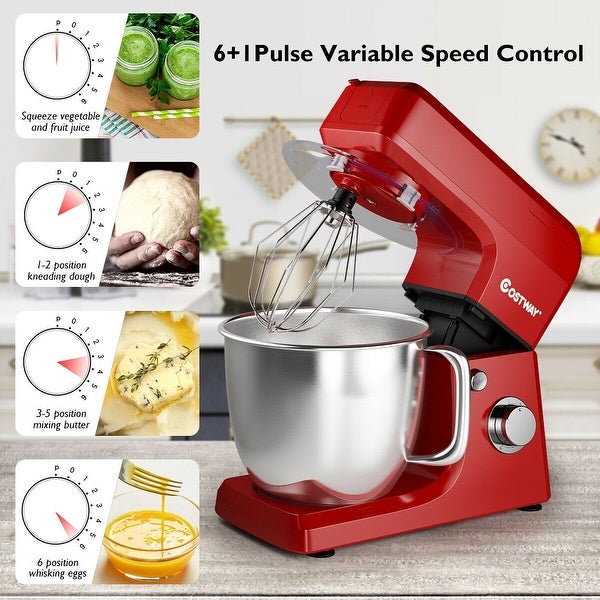 3-in-1 Multi-functional 6-speed Tilt-head Food Stand Mixer - 13.5