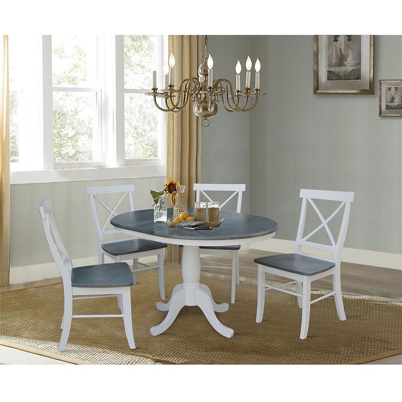 International Concepts Round Dining Table and X-Back Chair 5-piece Set