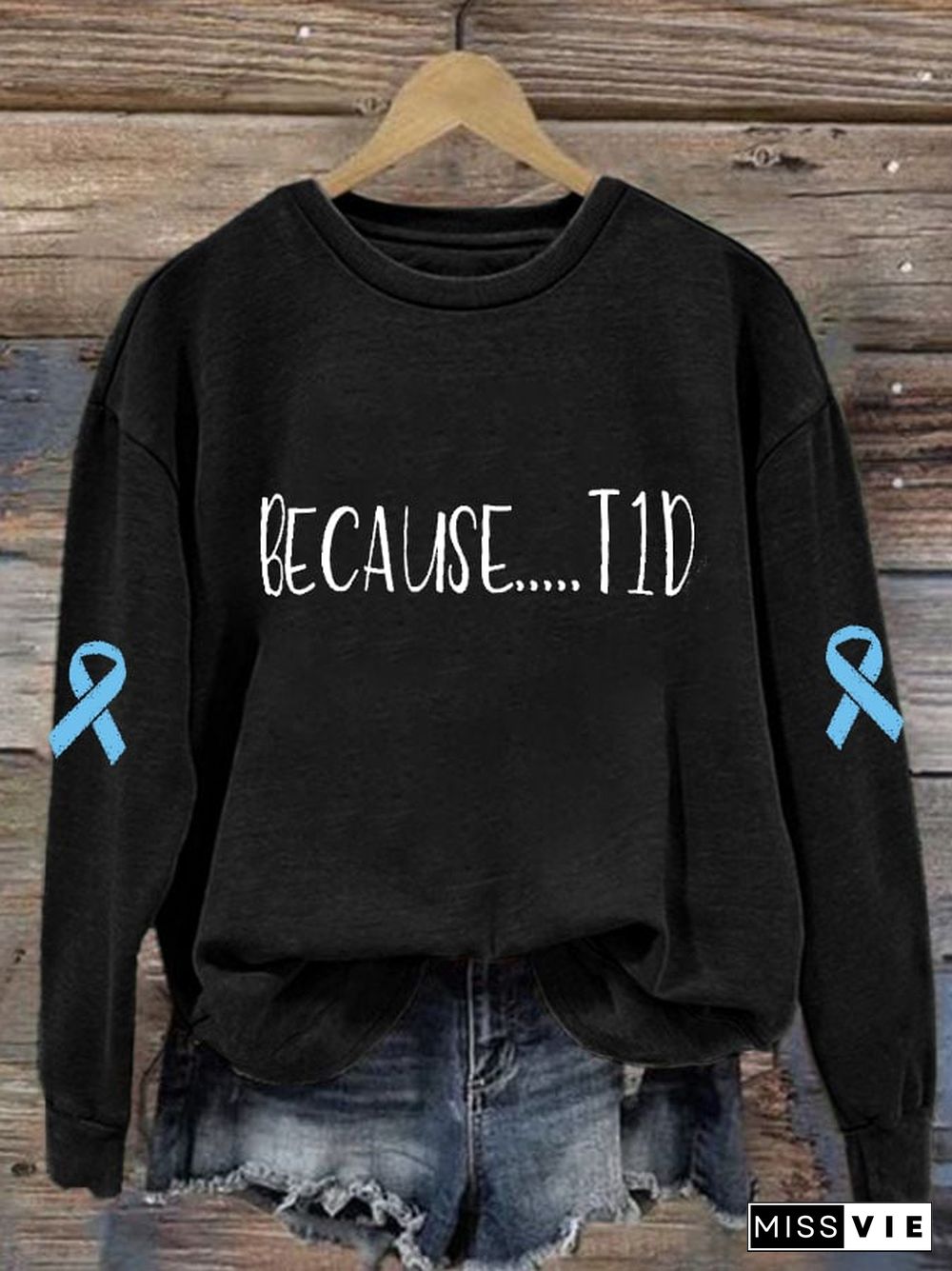 Women's Diabetes Awareness Print Long Sleeve Sweatshirt