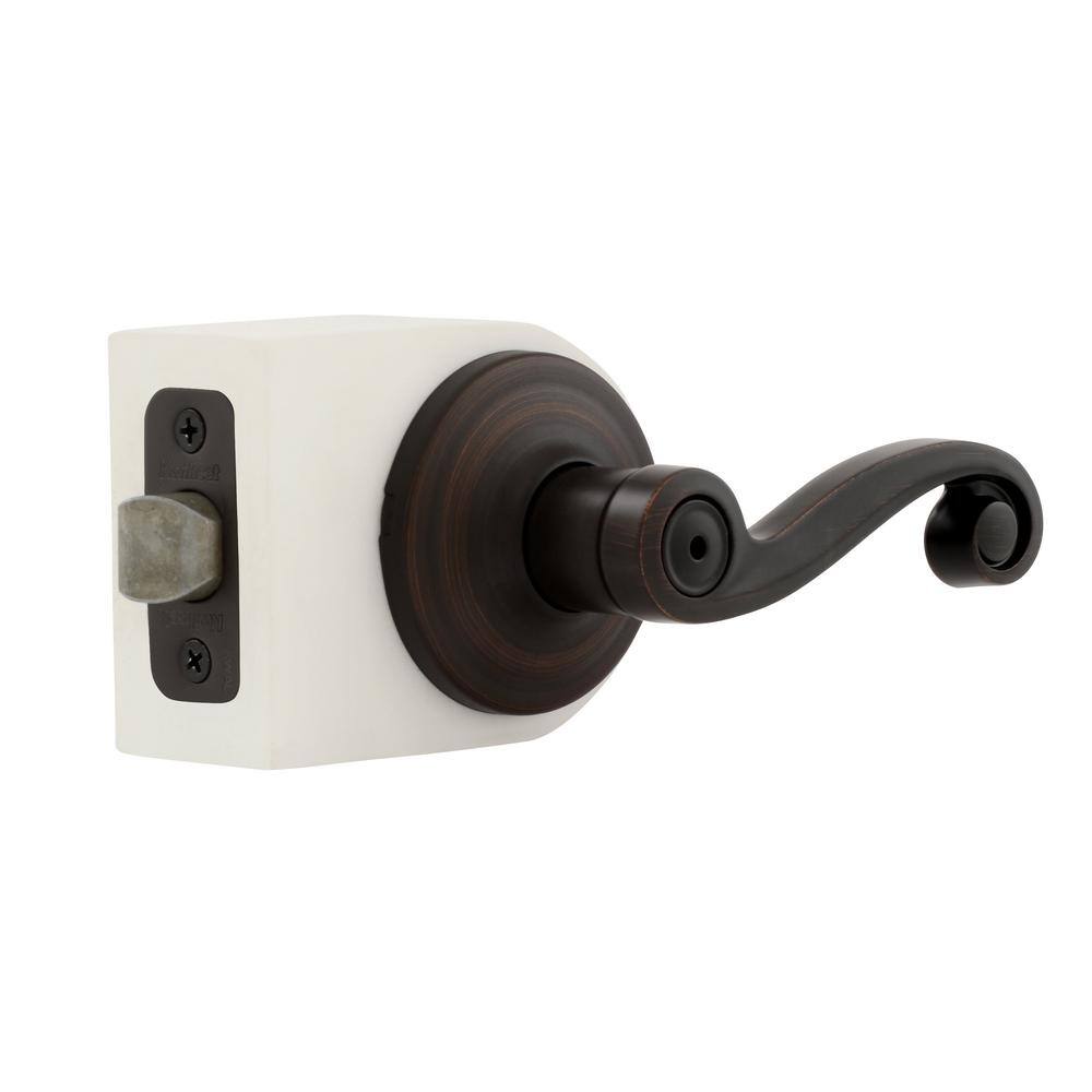 Kwikset Lido Venetian Bronze Privacy BedBath Door Handle with Microban Antimicrobial Technology and Lock 730LL 11P 6AL R