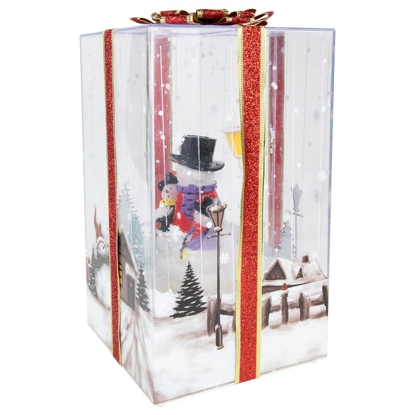 Lighted and Musical Snowman Family Snowing Gift Box Christmas Decoration