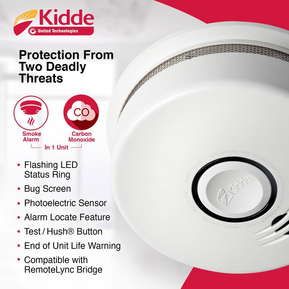 Kidde 10 Year Worry-Free Hardwired Combination Smoke and Carbon Monoxide Detector with Wire-Free Voice Interconnect 21028759