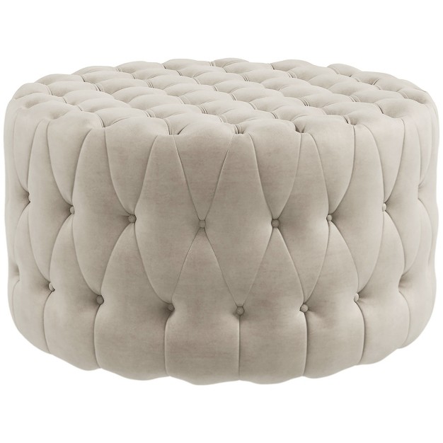 Homcom Tufted Ottoman Velvet feel Upholstered Foot Stool With Padded Seat Round Ottoman Coffee Table For Living Room Bedroom