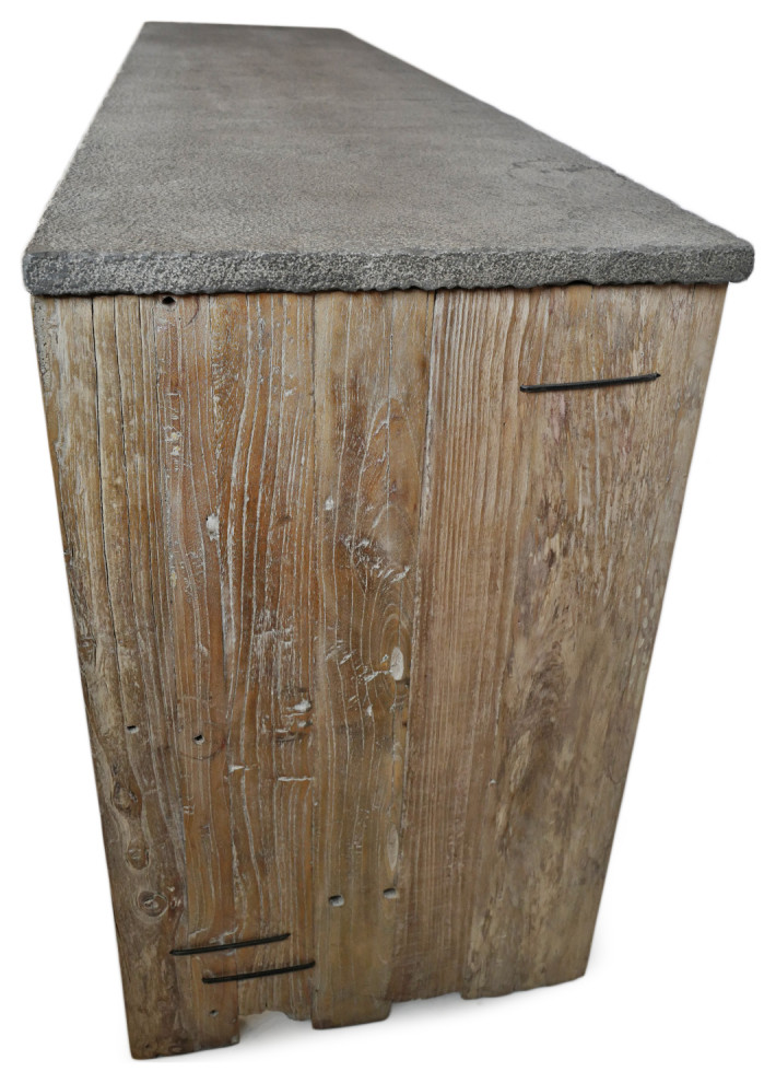 Stone  ampElm 3 Drawer Console Table   Rustic   Console Tables   by Design Mix Furniture  Houzz