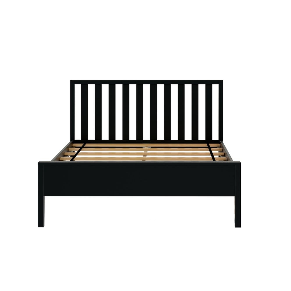 Plank and Beam Modern Full Size Bed with Slatted Headboard