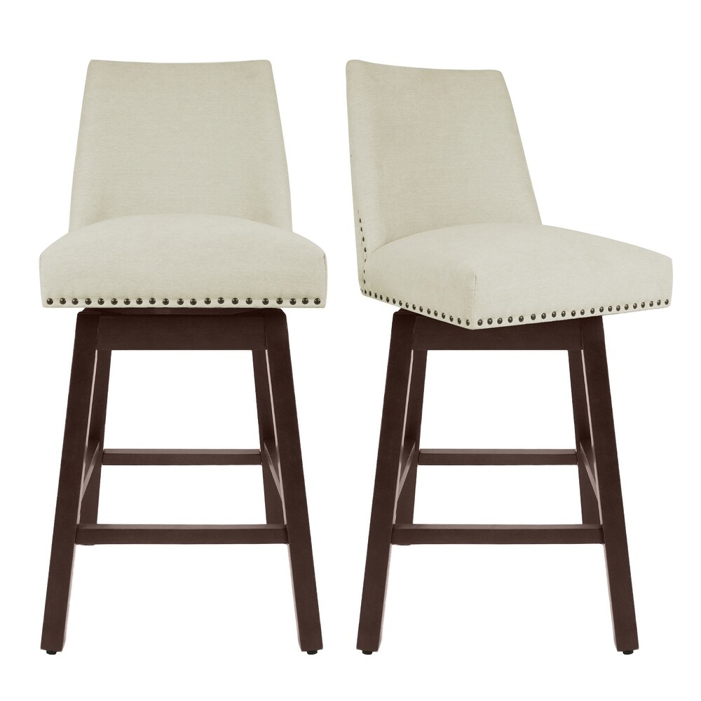 360 Degrees Swivel Upholstered Seat Bar Chairs Set of 2