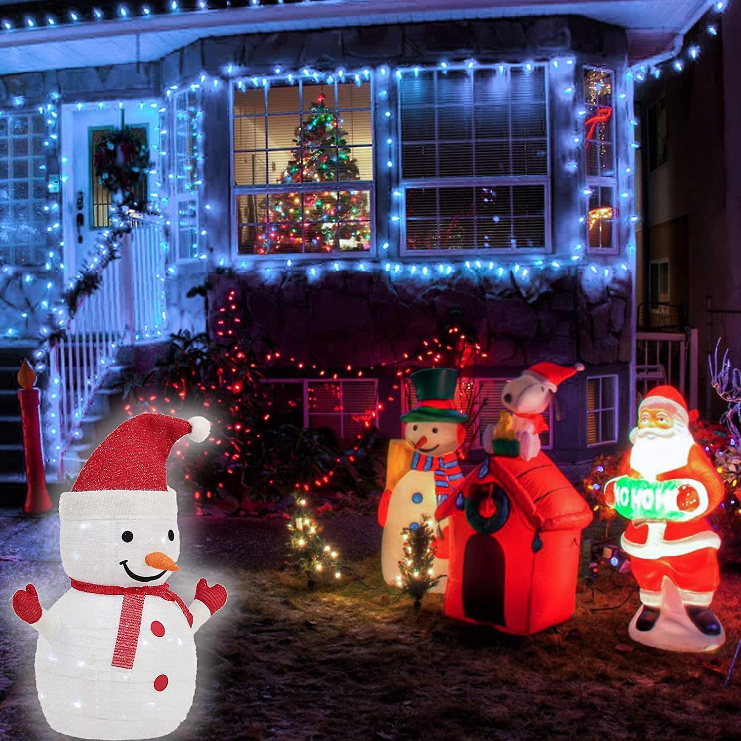 Lighted Christmas Snowman， 40-led Lighted， Battery Operated Lawn Decoration (27 Inches Tall)