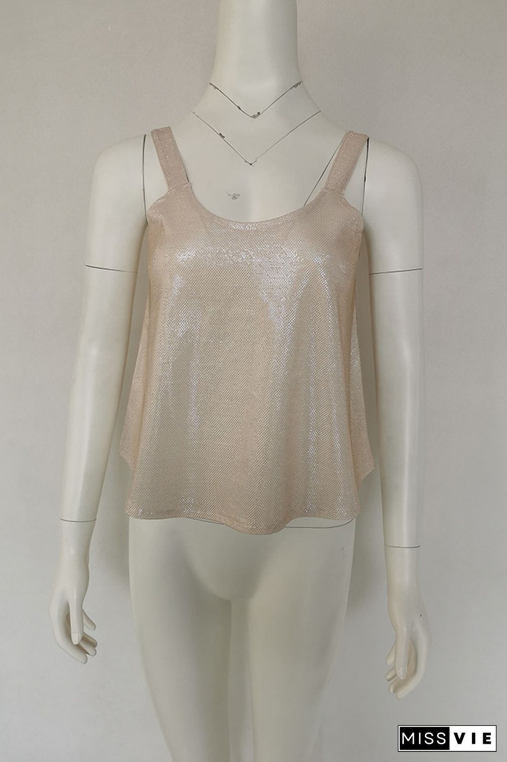 Sequin Glitter Sleeveless Plain Tank Top