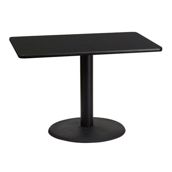 30'' x 42'' Rectangular Laminate Table Top with 24'' Round Table Height Base - 30