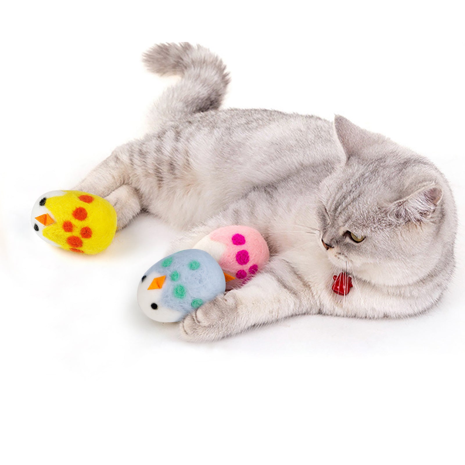 Legendog 3PCS Cat Catnip Toys Easter Cat Teething Toy Lovely Chicken Egg Kitten Chew Toy with Storage Bag for Indoor Cats