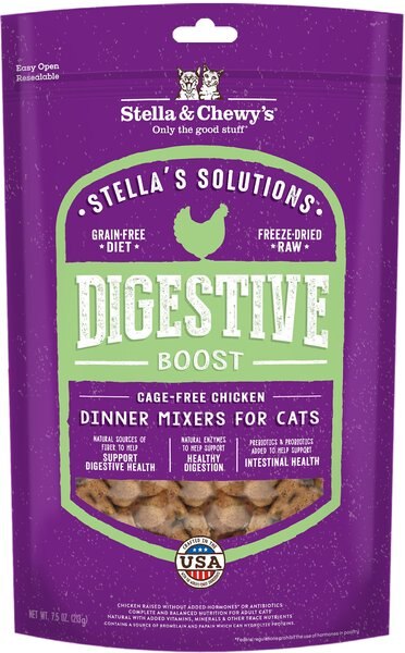 Stella and Chewy's Stella's Solutions Digestive Boost Chicken Freeze-Dried Raw Cat Food， 7.5-oz bag