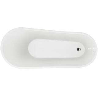 Golden Vantage Freestanding 66.9 in. Fiberglass Flatbottom Modern Stand Alone Non-Whirlpool Bathtub in Glossy White BTKW91