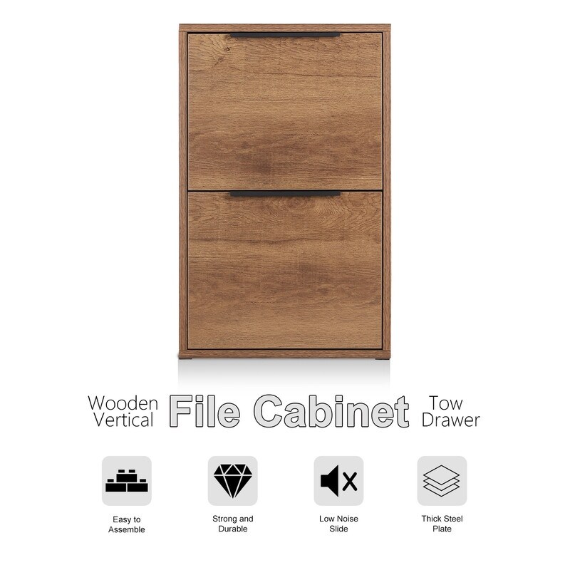 Wooden Vertical File Cabinet with 2 Drawers