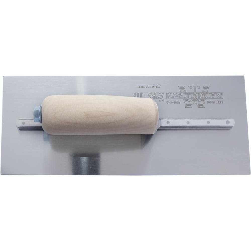 MARSHALLTOWN 12 in. x 4 in. Stainless Steel Curved Wood Handle Finishing Trowel MXS62SS