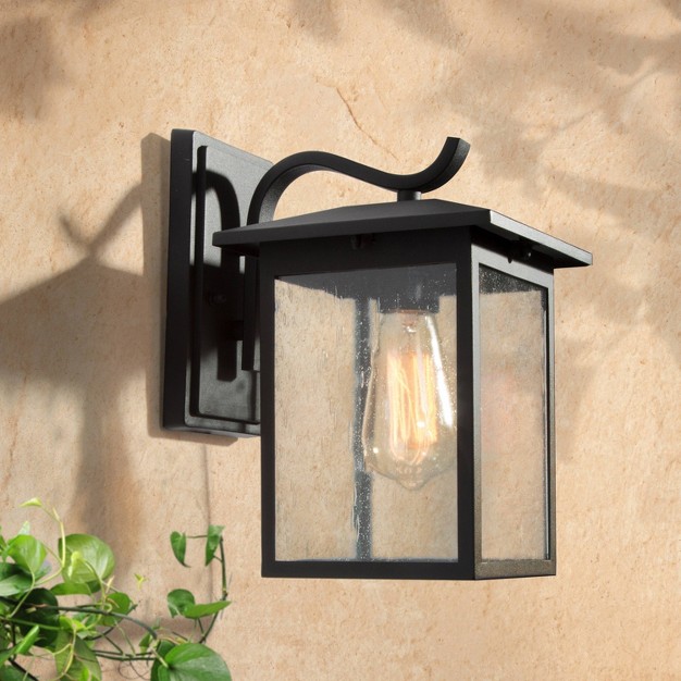 Metal seeded Glass Square Outdoor Wall Light Matte Black Lnc