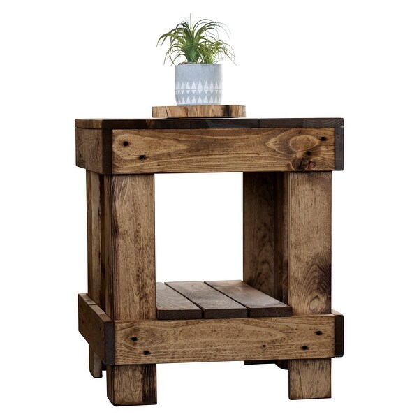 Pine Solid Wood Farmhouse End Table