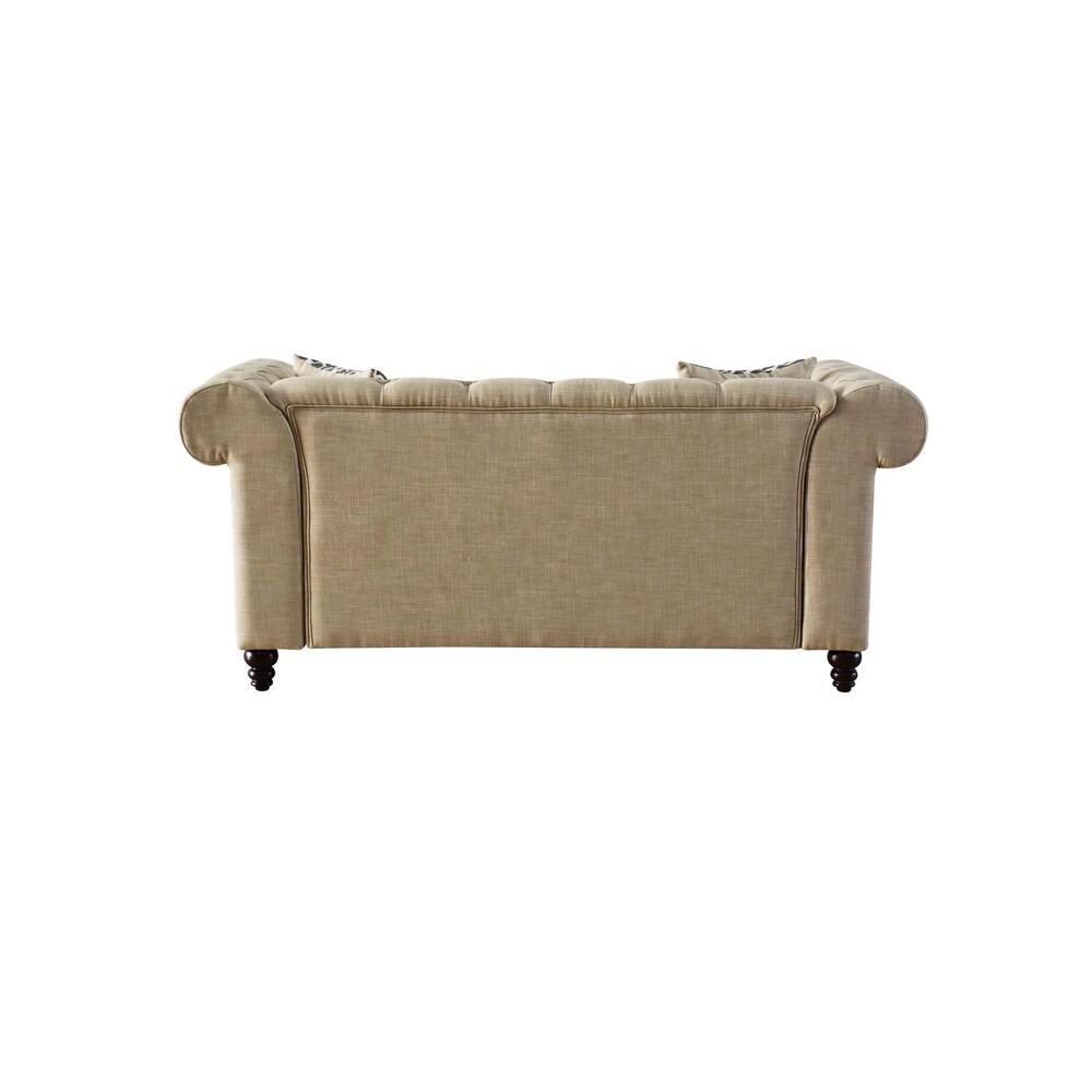 Beige Linen loveseat with 2 Pillows