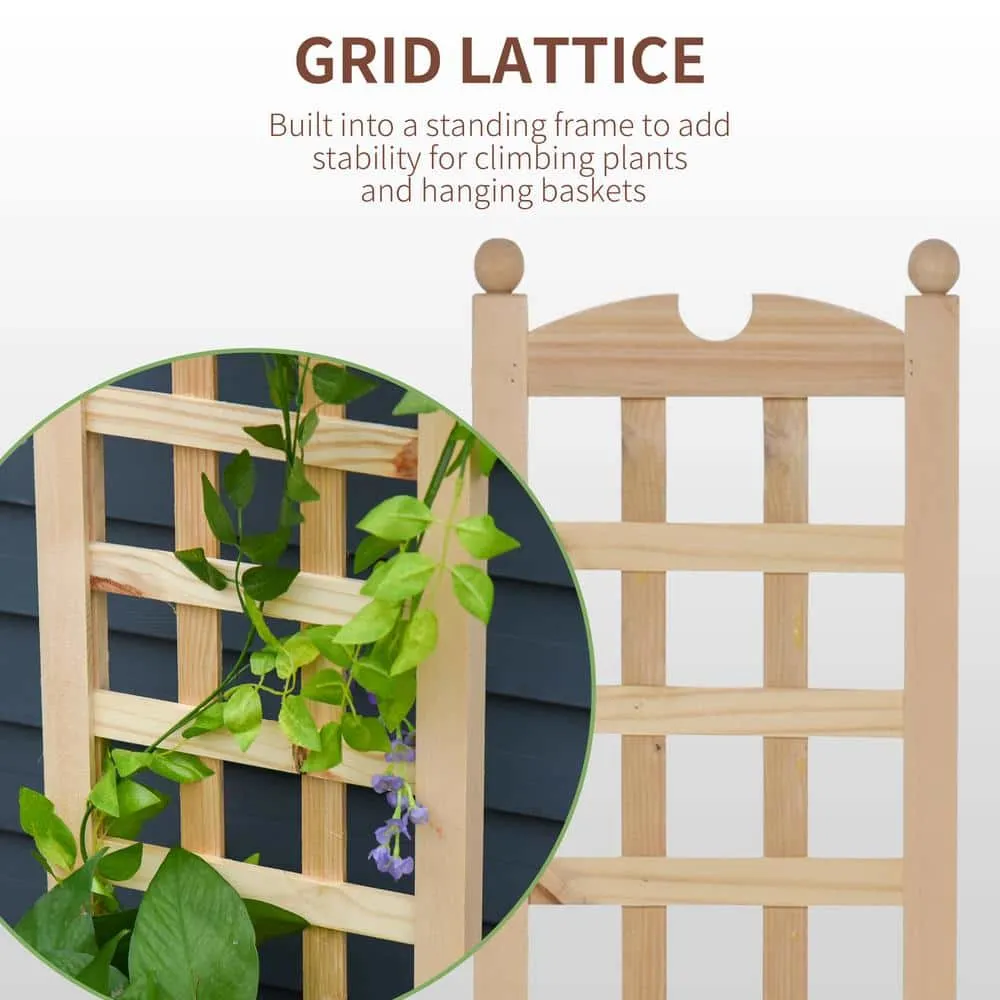 Outsunny Natural Wooden Raised Garden Bed with Trellis Board