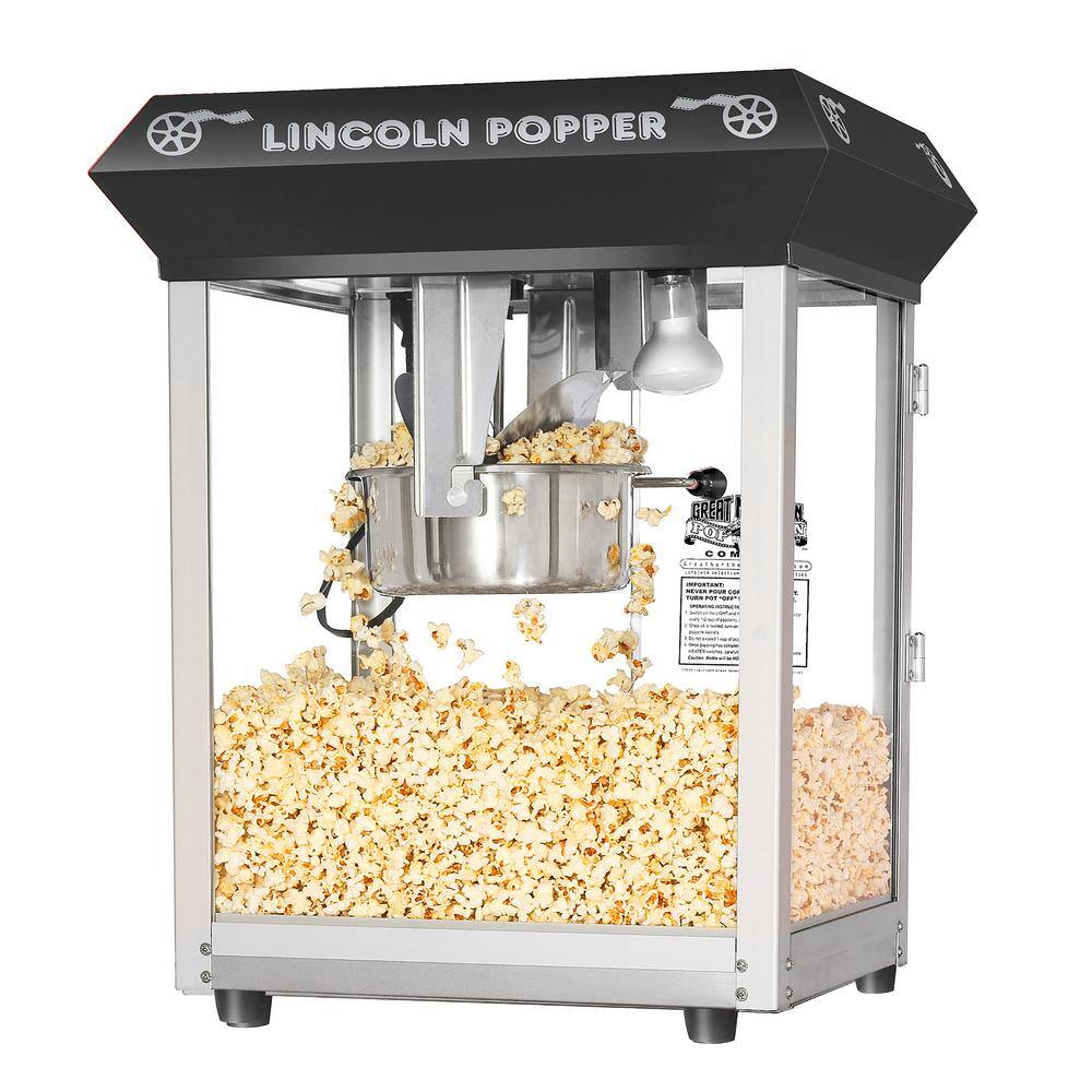 Great Northern Black Lincoln Countertop Popcorn Machine- Popper Makes 3 Gallons- 8-Ounce Kettle Old Maids Drawer Warming Tray  Scoop 576711HBJ